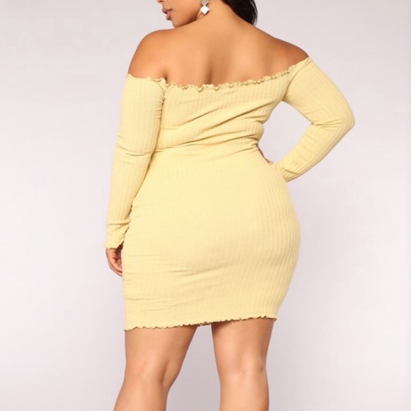 NWT•XL-2X•TCB•SUNSHINE YELLOW OFF THE SHOULDER DRESS•NEW - Picture 4 of 13